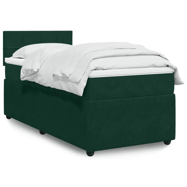ARDEBO.de - Boxspringbett mit Matratze Dunkelgrün 80x200 cm Samt