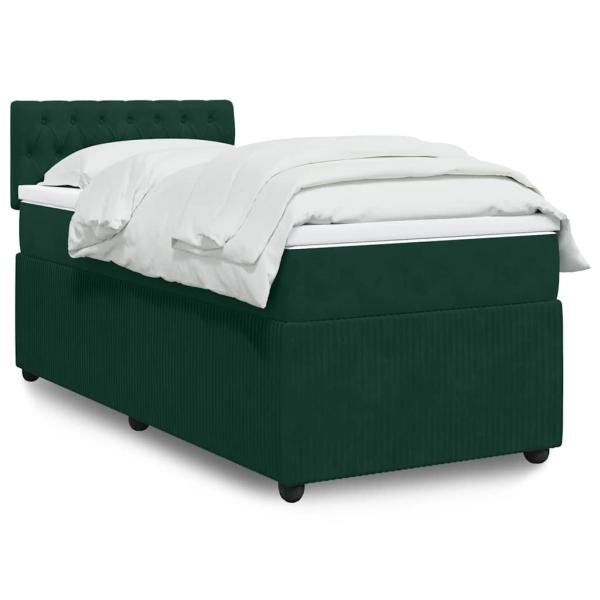 ARDEBO.de - Boxspringbett mit Matratze Dunkelgrün 80x200 cm Samt