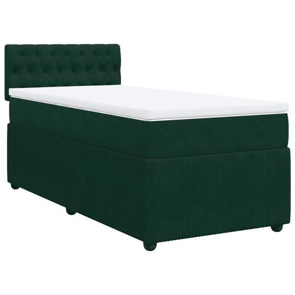 Boxspringbett mit Matratze Dunkelgrün 80x200 cm Samt