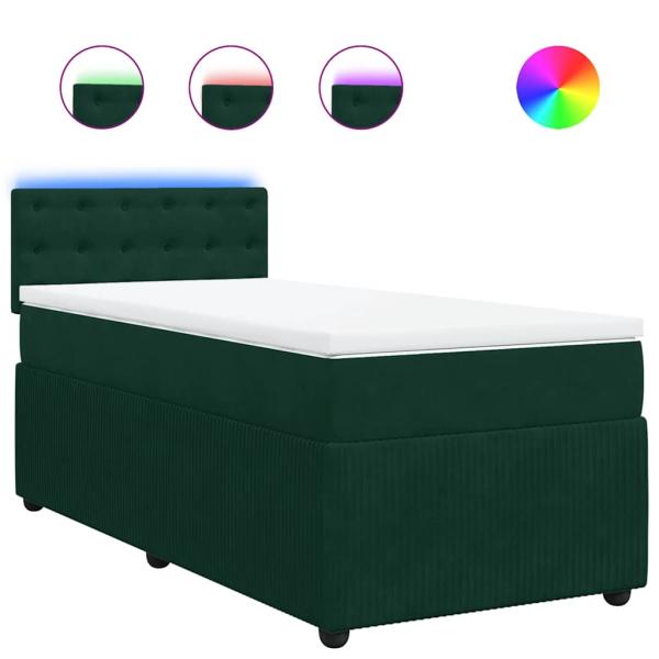 Boxspringbett mit Matratze Dunkelgrün 80x200 cm Samt