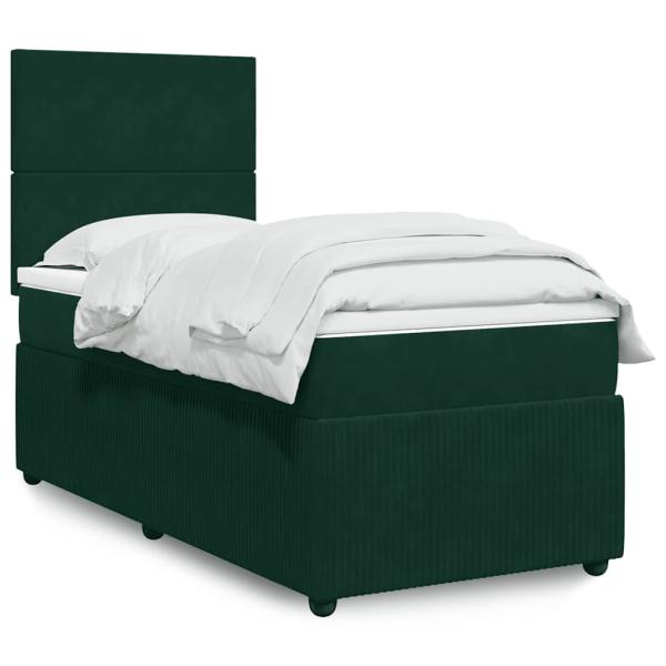 ARDEBO.de - Boxspringbett mit Matratze Dunkelgrün 80x200 cm Samt