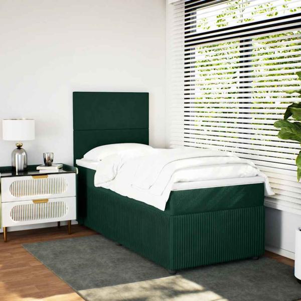 Boxspringbett mit Matratze Dunkelgrün 80x200 cm Samt