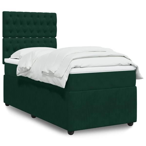 ARDEBO.de - Boxspringbett mit Matratze Dunkelgrün 80x200 cm Samt