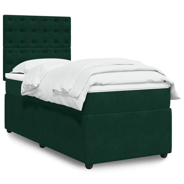 ARDEBO.de - Boxspringbett mit Matratze Dunkelgrün 80x200 cm Samt