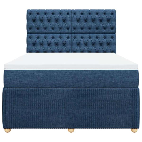 Boxspringbett mit Matratze Blau 140x190 cm Stoff