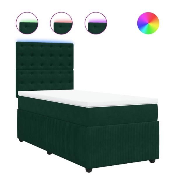 Boxspringbett mit Matratze Dunkelgrün 80x200 cm Samt