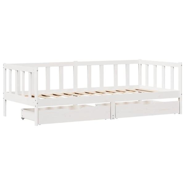 Tagesbett mit Schubladen Weiß 80x200 cm Kiefernholz