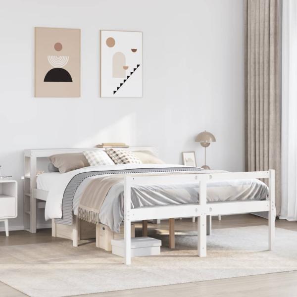 ARDEBO.de - Seniorenbett mit Kopfteil ohne Matratze Weiß 120x190 cm