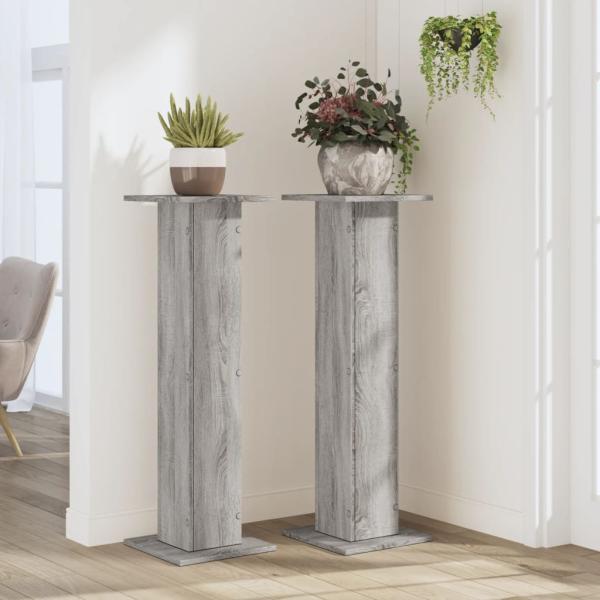 Pflanzenständer 2 Stk. Grau Sonoma 30x30x95 cm Holzwerkstoff