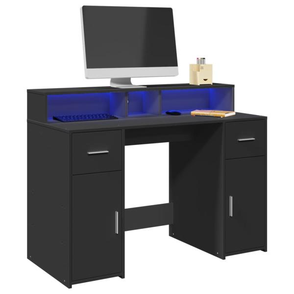 ARDEBO.de - LED-Schreibtisch Schwarz 120x55x91 cm Holzwerkstoff