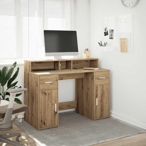 ARDEBO.de - LED-Schreibtisch Artisan-Eiche 120x55x91 cm Holzwerkstoff