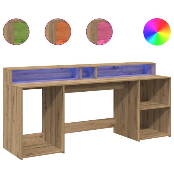 LED-Schreibtisch Artisan-Eiche 200x55x91 Holzwerkstoff