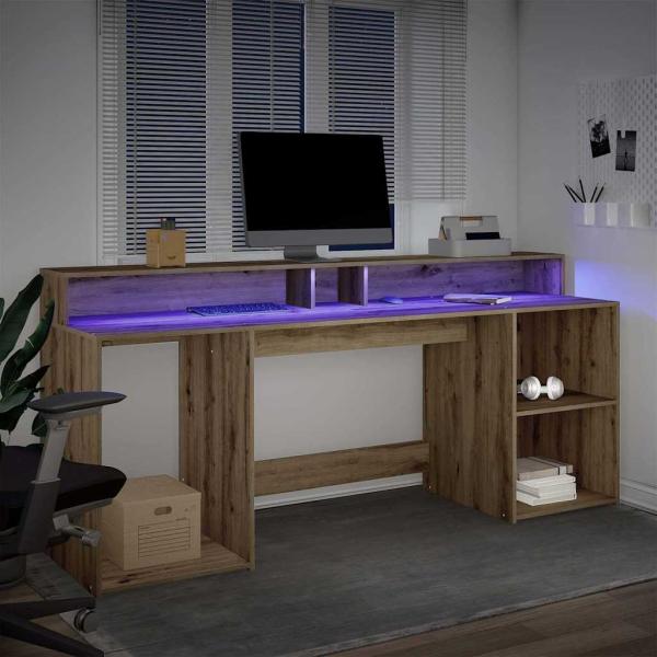 LED-Schreibtisch Artisan-Eiche 200x55x91 Holzwerkstoff