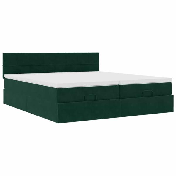 Ottoman-Bett mit Matratzen Dunkelgrün 160x200 cm Samt