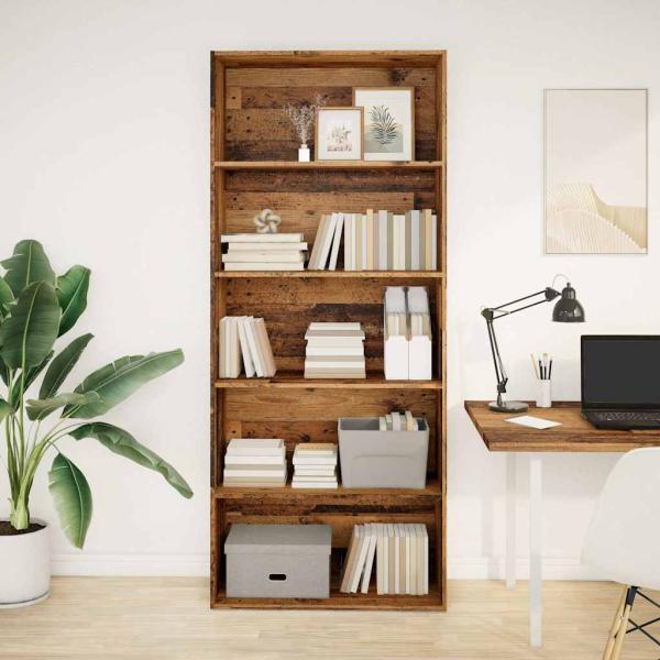 ARDEBO.de - Bücherregal Altholz-Optik 80x30x189 cm Holzwerkstoff