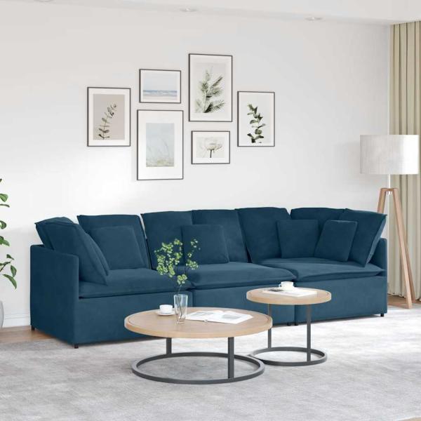 ARDEBO.de - Modulares Sofa mit Kissen Samt Blau