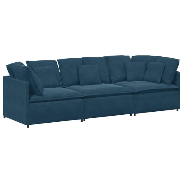 Modulares Sofa mit Kissen Samt Blau