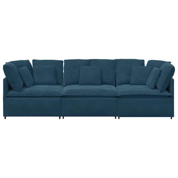 Modulares Sofa mit Kissen Samt Blau