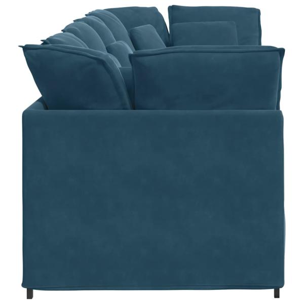 Modulares Sofa mit Kissen Samt Blau