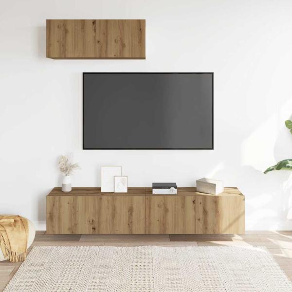 3-tlg. TV-Schrank-Set Wandmontage Artisan-Eiche Holzwerkstoff