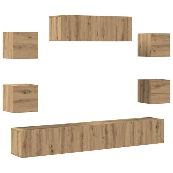 7-tlg. TV-Schrank-Set Wandmontage Artisan-Eiche Holzwerkstoff