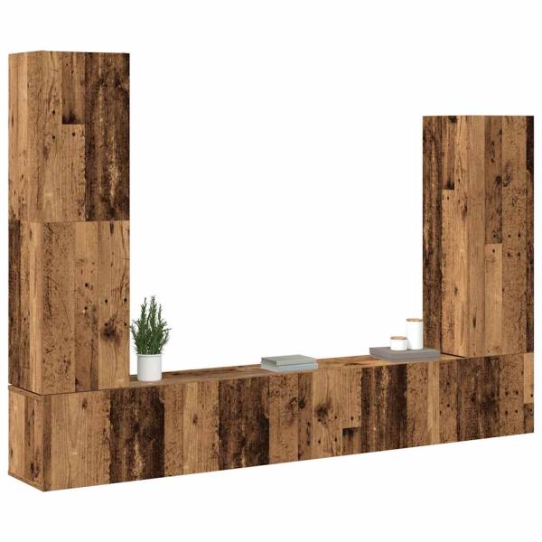 4-tlg. TV-Schrank-Set Wandmontage Altholz-Optik Holzwerkstoff