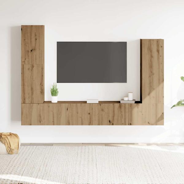 ARDEBO.de - 4-tlg. TV-Schrank-Set Wandmontage Artisan-Eiche Holzwerkstoff