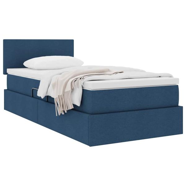 Aufbewahrungsbett mit Matratze Blau 90 x 200 cm Samt