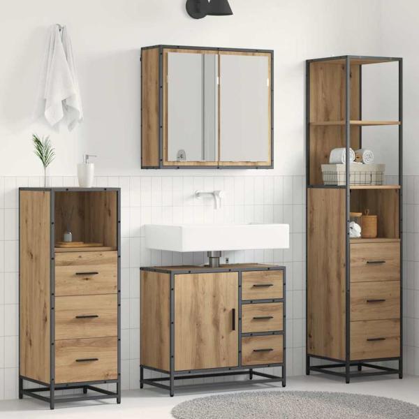 ARDEBO.de - Badezimmermöbel-Set 4 Stk. Artisan-Eiche Holzwerkstoff