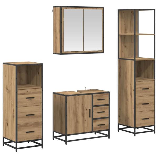 Badezimmermöbel-Set 4 Stk. Artisan-Eiche Holzwerkstoff