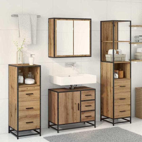 Badezimmermöbel-Set 4 Stk. Artisan-Eiche Holzwerkstoff