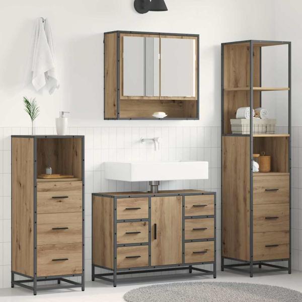 ARDEBO.de - Badezimmermöbel-Set 4 stk. Artisan-Eiche 80 x 33 x 60 cm