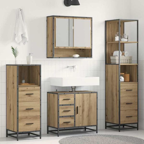ARDEBO.de - Badezimmermöbel-Set 4 stk. Artisan-Eiche 65 x 33 x 60 cm
