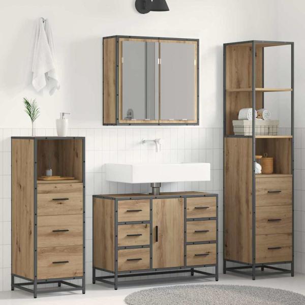 ARDEBO.de - Badezimmermöbel-Set 4 Stk. Artisan-Eiche Holzwerkstoff