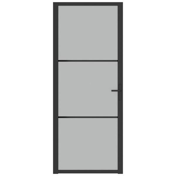 Innentür 83x201,5 cm Schwarz Mattglas und Aluminium