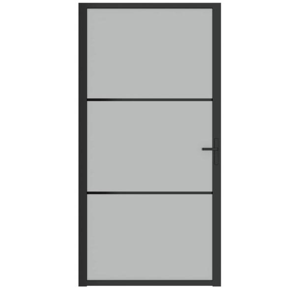 Innentür 102,5x201,5 cm Schwarz Mattglas und Aluminium