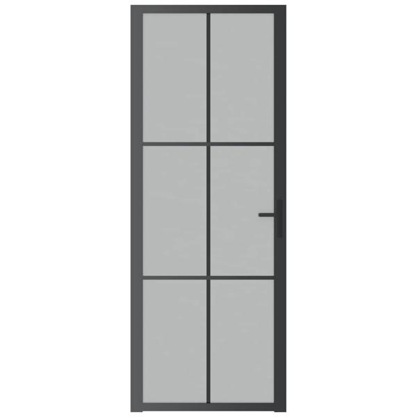 Innentür 76x201,5 cm Schwarz Mattglas und Aluminium