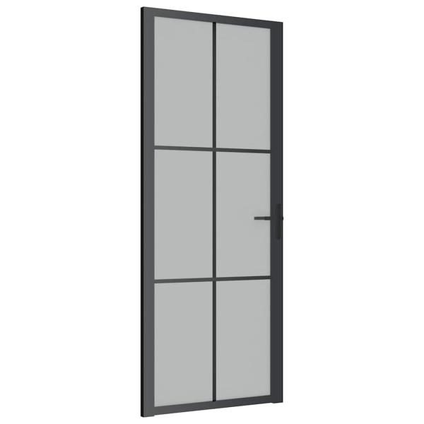 Innentür 83x201,5 cm Schwarz Mattglas und Aluminium