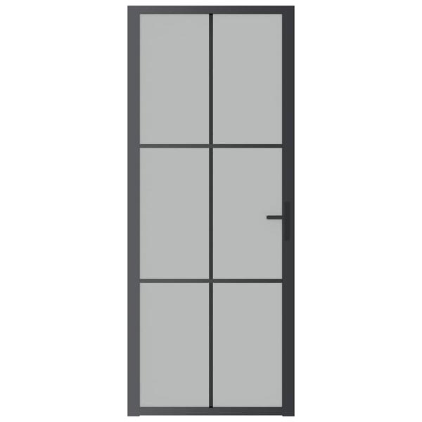 Innentür 83x201,5 cm Schwarz Mattglas und Aluminium