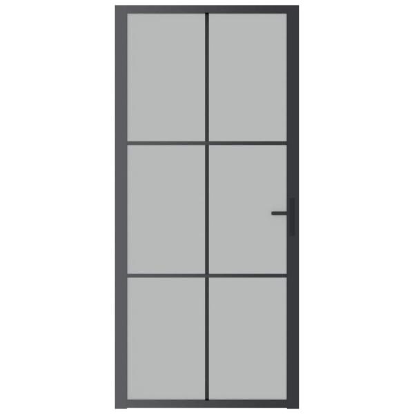 Innentür 93x201,5 cm Schwarz Mattglas und Aluminium