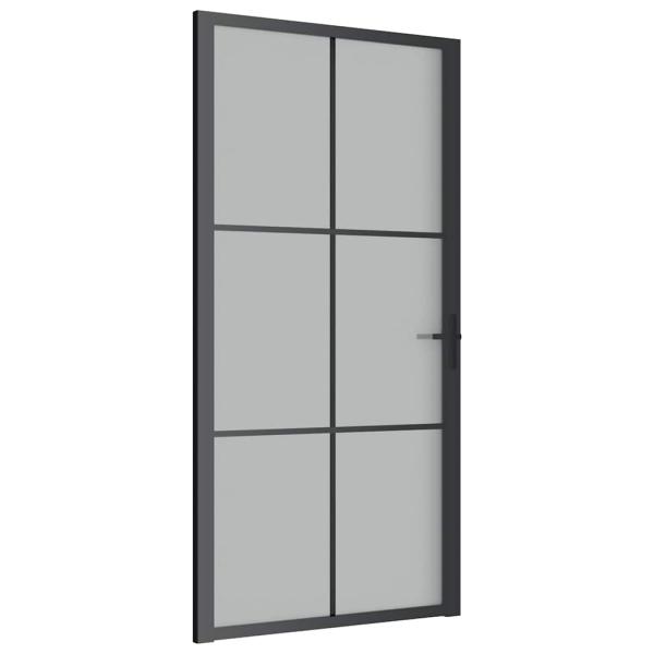 Innentür 102,5x201,5 cm Schwarz Mattglas und Aluminium