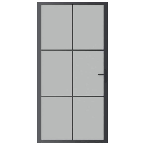 Innentür 102,5x201,5 cm Schwarz Mattglas und Aluminium
