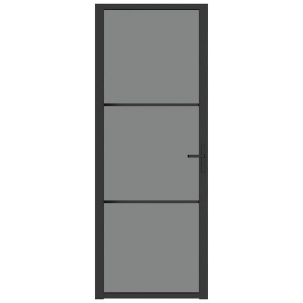 Innentür 76x201,5 cm Schwarz ESG-Glas und Aluminium