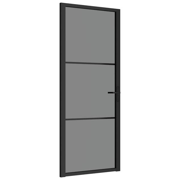 Innentür 83x201,5 cm Schwarz ESG-Glas und Aluminium