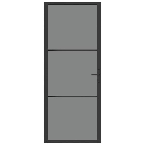 Innentür 83x201,5 cm Schwarz ESG-Glas und Aluminium