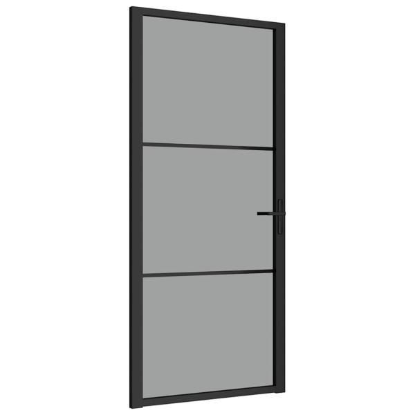 Innentür 93x201,5 cm Schwarz ESG-Glas und Aluminium