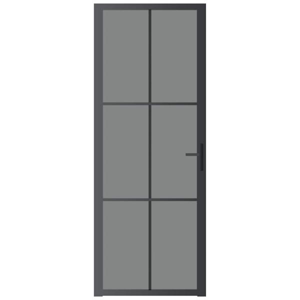 Innentür 76x201,5 cm Schwarz ESG-Glas und Aluminium