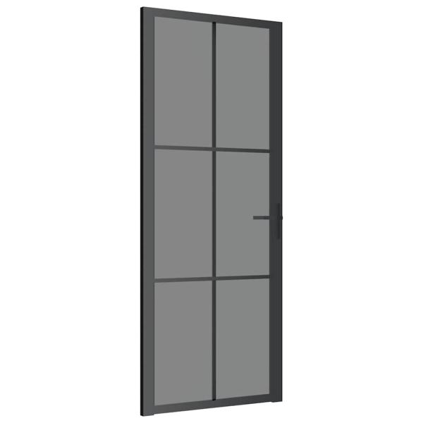 Innentür 83x201,5 cm Schwarz ESG-Glas und Aluminium