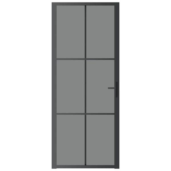 Innentür 83x201,5 cm Schwarz ESG-Glas und Aluminium