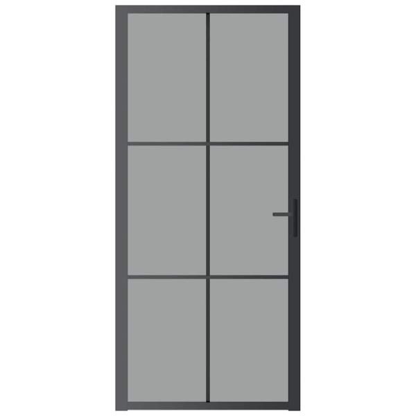 Innentür 93x201,5 cm Schwarz ESG-Glas und Aluminium
